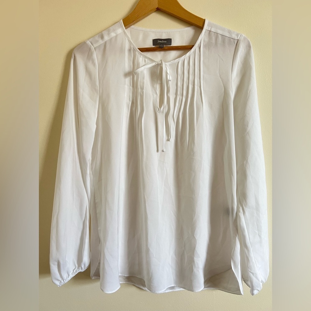 NEIMAN MARCUS Women Tunic Top sz Small Puffed Sleeve Silhouette Casual Work NEW‎